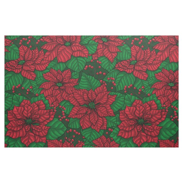 Poinsettia, Jul mönster Tyg (Fat Quarter)