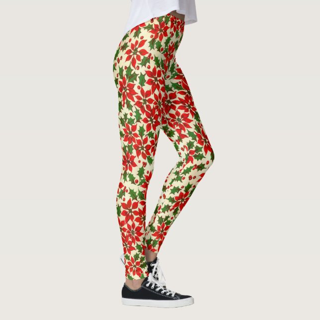 Poinsettia jul Party High Quality Leggings (Höger)