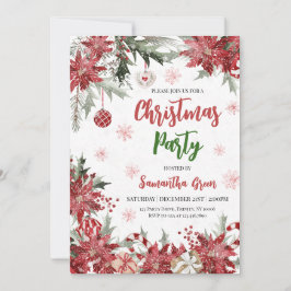 Poinsettia jul Party Inbjudningar