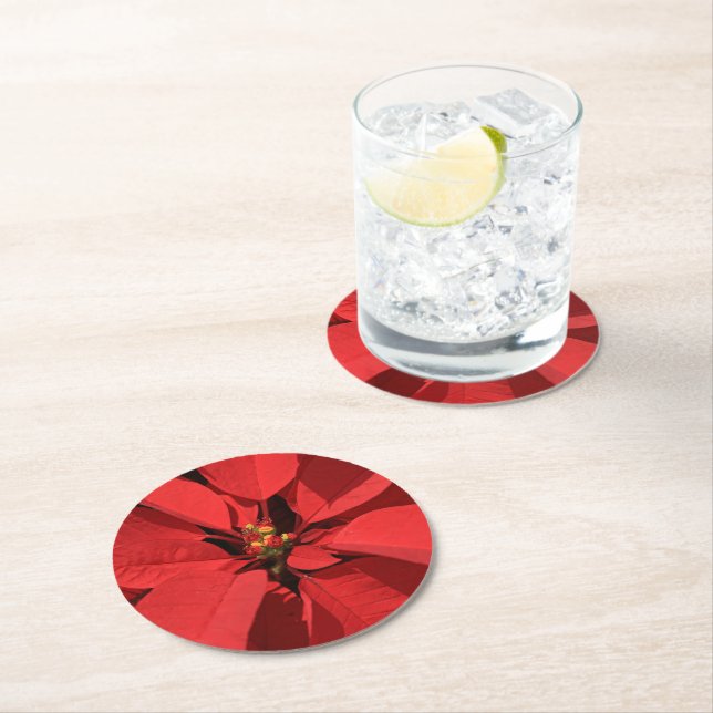 Poinsettia jul Party Underlägg Papper Rund (Insitu)