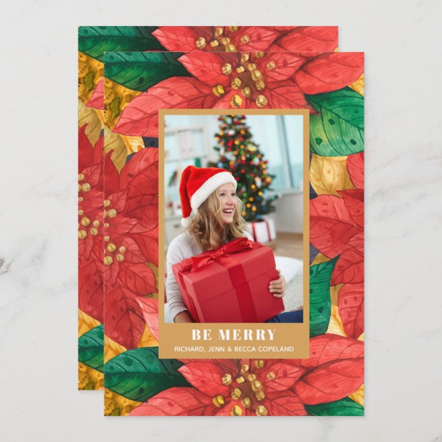 Poinsettia jul Photo Julkort (Fram/baksida)