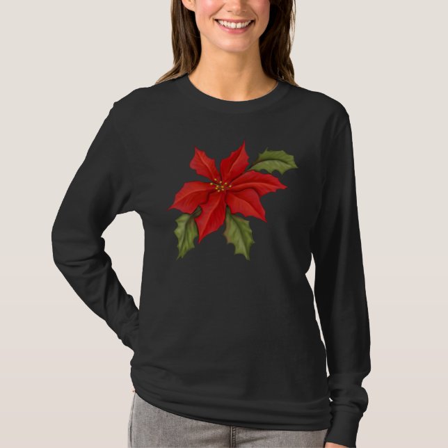 Poinsettia jul tee shirt (Framsida)