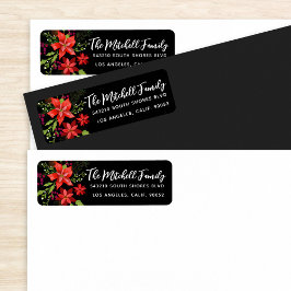 Poinsettia juladress - etikett returadress etikett