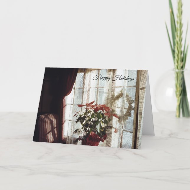 Poinsettia Julblomma i bostadsrummet Helgkort (Framsida)