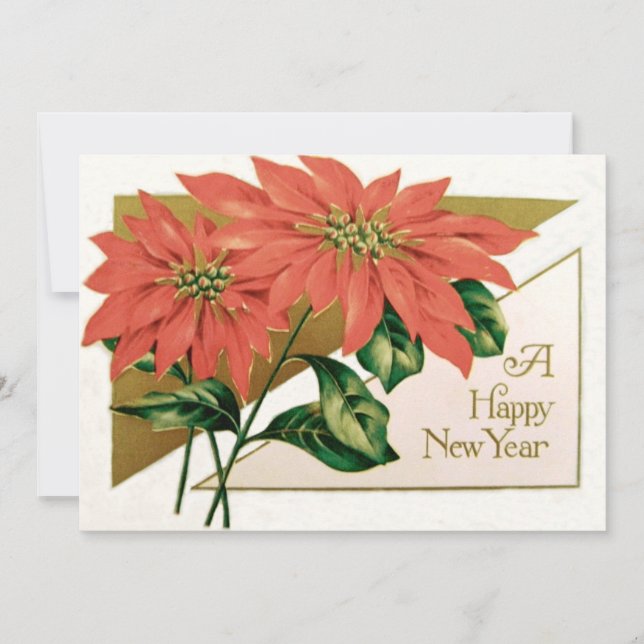 Poinsettia Julblomma Inbjudningar (Framsida)