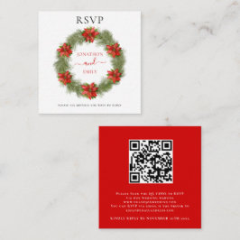 Poinsettia Julbröllop QR-kod RSVP Tilläggskort