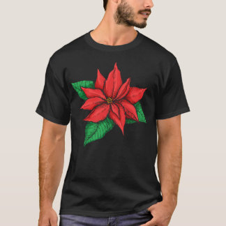 Poinsettia. Juldekaler, blomma T Shirt