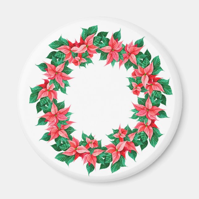 Poinsettia-julen och nyårskräddarsydd dekoration magnet (Framsidan)