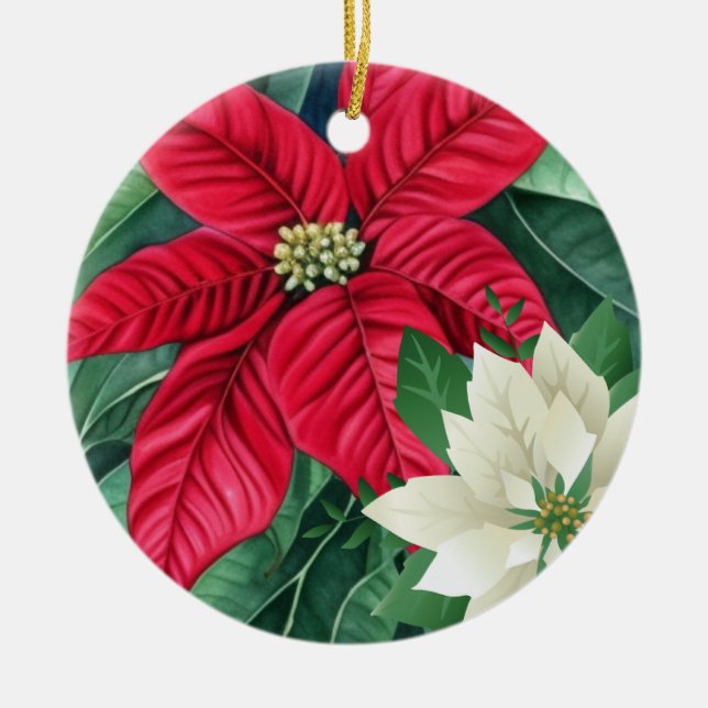 Poinsettia Julgransprydnad Keramik (Framsidan)