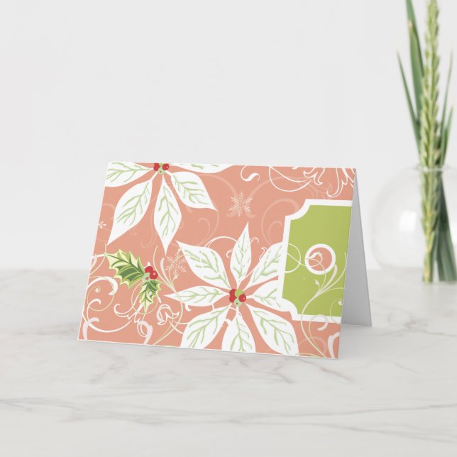 Poinsettia | Julhälsningar rosa-kort Helgkort (Framsida)