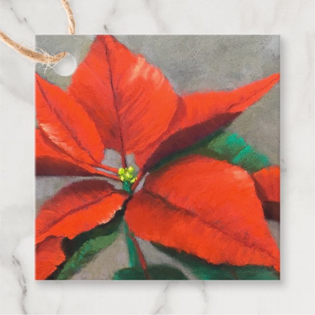 Poinsettia julkort gåvor etiketter (Framsida)