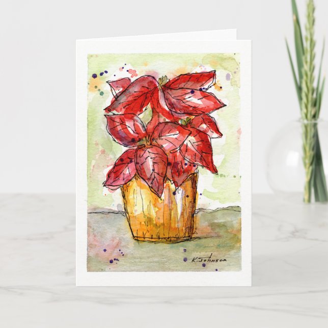 Poinsettia julkort helgkort (Framsida)