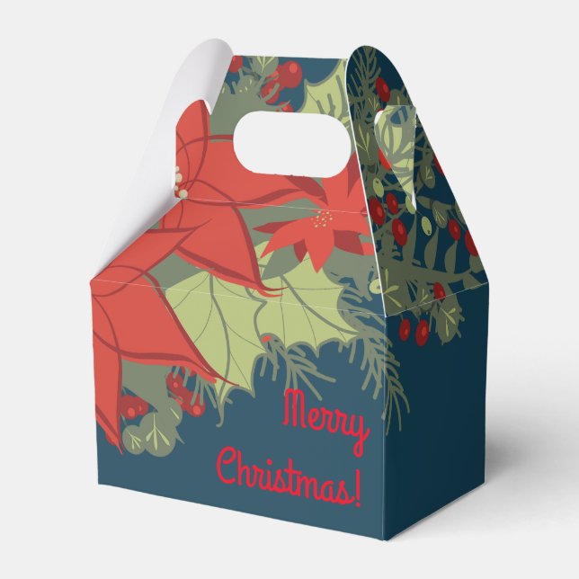 Poinsettia-julsviten, Gable Favor Box Presentaskar (Framsidan Sidan)