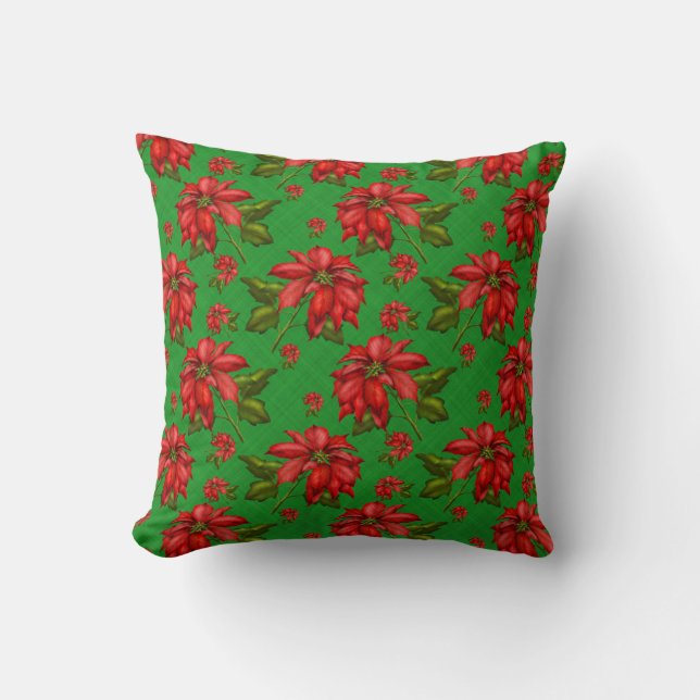 Poinsettia jultomten Pillow Kudde (Framsida)