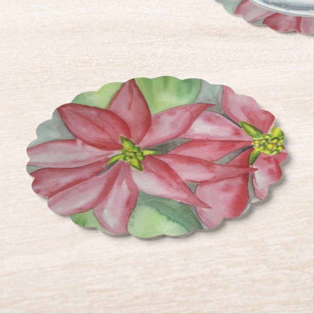 Poinsettia julunderlägg underlägg papper (Vinklad)