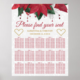 Poinsettia Julvinter Sittsschema för vinter-bröllo Poster