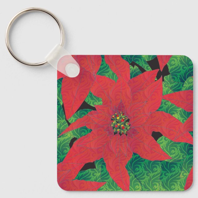 Poinsettia Keychain Nyckelring (Framsida)