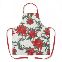 Poinsettia Kitchen Apron Allover print