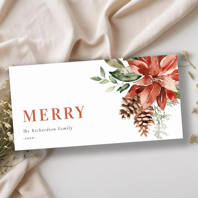 Poinsettia Knippe Akvarell Tall God Jul Julkort (Skapare uppladdad)