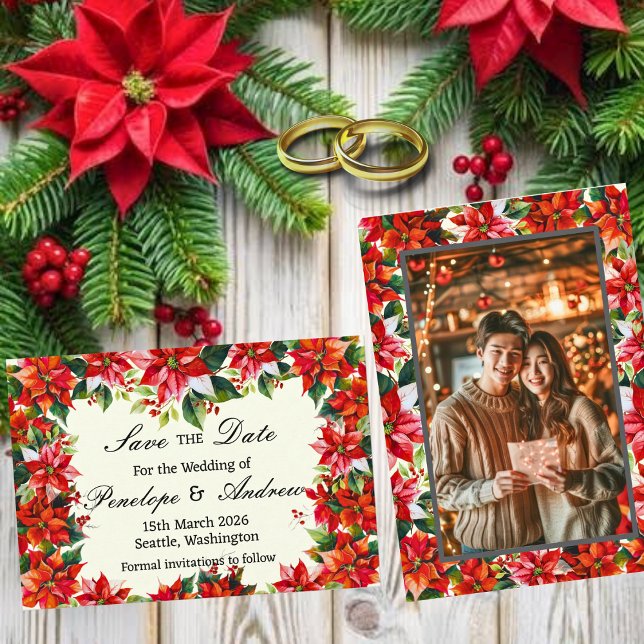 Poinsettia Krona i Andes Save Date Card Tilläggskort (Skapare uppladdad)