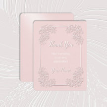 Poinsettia Lace Pink Blush Thank You Card