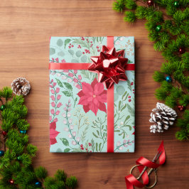 Poinsettia läcker blommigt vattenfärgen glitter presentpapper