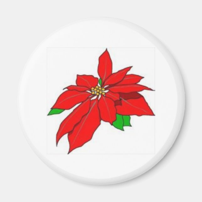 Poinsettia Magnet för jul (Framsidan)