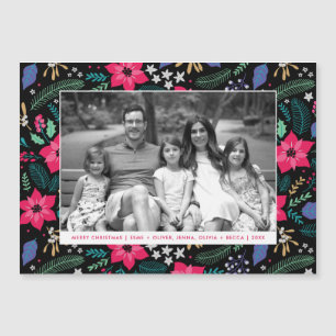 Poinsettia Magnetic Rosa Magnetic jul Card