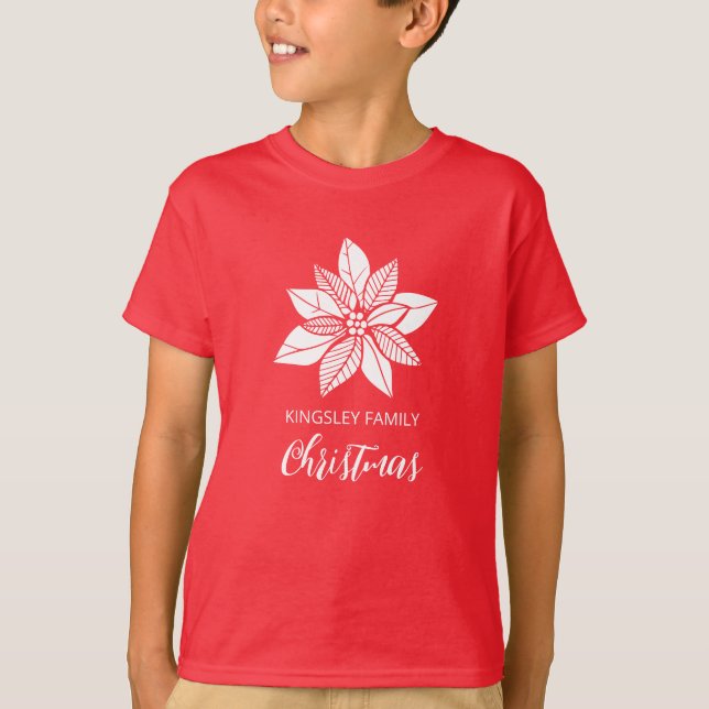 Poinsettia Matching jul Red T Shirt (Framsida)