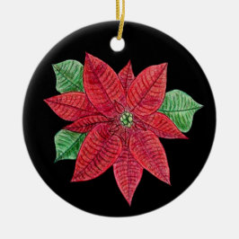 Poinsettia MEMORIAL Ornament/Black - Anpassa! Julgransprydnad Keramik