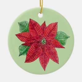 Poinsettia MEMORIAL Ornament/Mint - Anpassa! Julgransprydnad Keramik