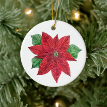Poinsettia MEMORIAL Ornament/White - Anpassa den!