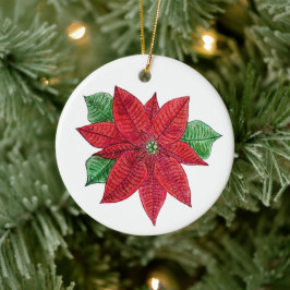 Poinsettia MEMORIAL Ornament/White - Anpassa den! Julgransprydnad Keramik