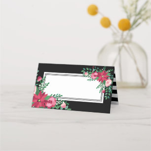 Poinsettia & Mistletoe Winter Wedding Namn Placeringskort