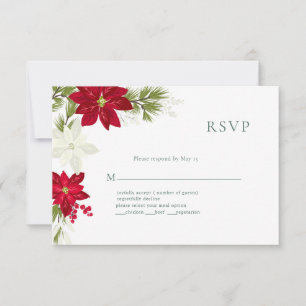 Poinsettia Modern Bröllop OSA Card Gree Kort