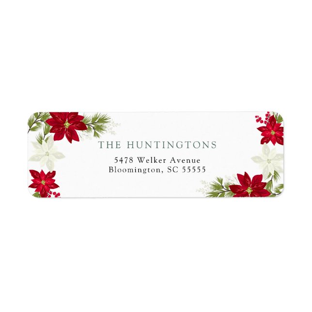 Poinsettia Modern Returadress Returadress Etikett (Framsidan)