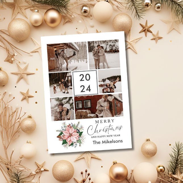 Poinsettia Modern Trendig jul - foto Julkort (Skapare uppladdad)