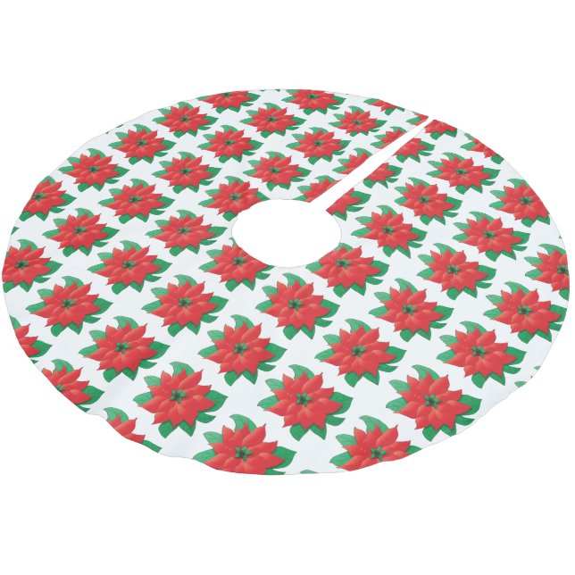 Poinsettia Mönster Julgran Skirt Julgransmatta Borstad Polyester (Vinklad)