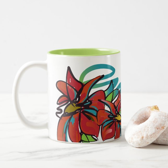 Poinsettia Mugg med två ton (Med munk)