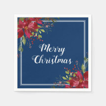 Poinsettia Navy Blue God jul Helgdag