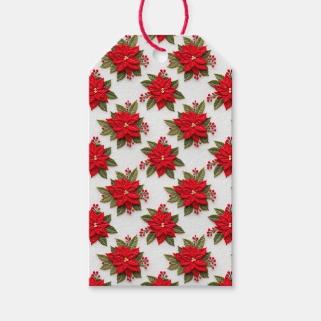 Poinsettia Needlework jul Helgdagars Felt Presentetikett (Framsidan)