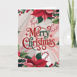 Poinsettia och Candy Canes jul Helgkort