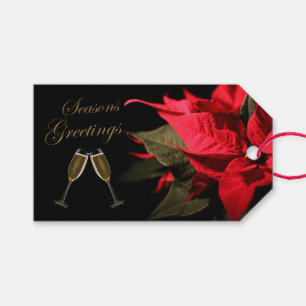 Poinsettia och Champagne Presentetikett