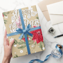 Poinsettia och Holly Berries jul Presentpapper