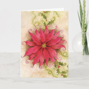 Poinsettia och Holly Card Helgkort