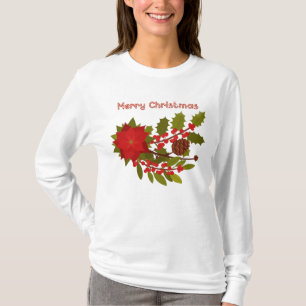 Poinsettia och Holly, God jul T Shirt