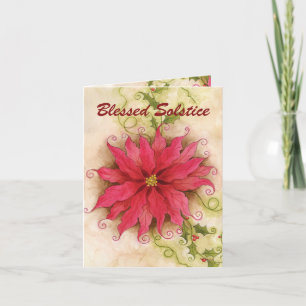 Poinsettia och Holly Solstice-kort Helgkort