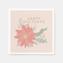 Poinsettia och holly sprays helgdag pappersservett