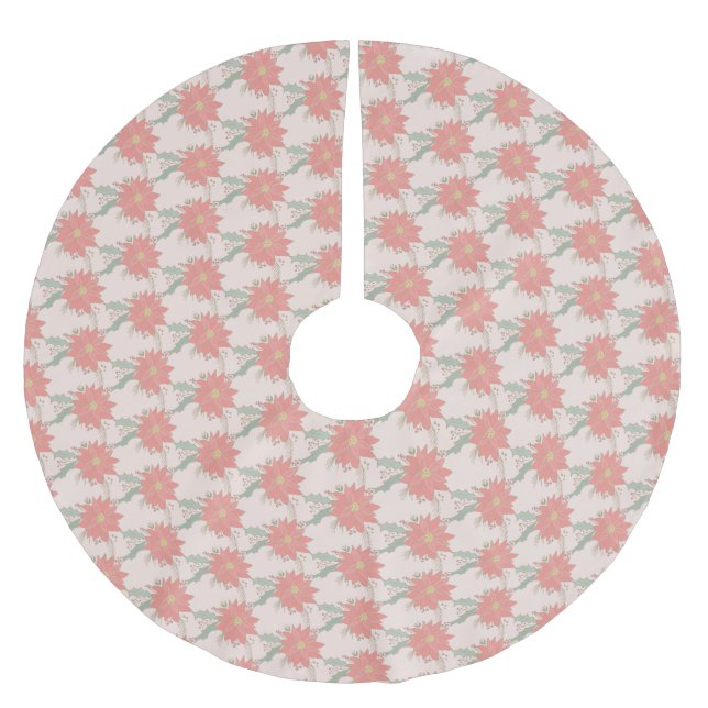 Poinsettia och Holly sprays Julgransmatta Borstad Polyester (Framsidan)