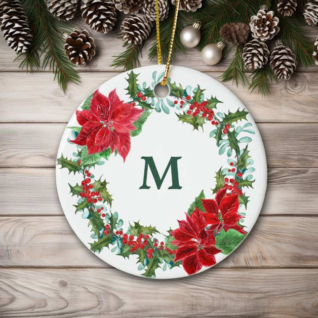 Poinsettia och Holly Wandejul Julgransprydnad Keramik (Skapare uppladdad)
